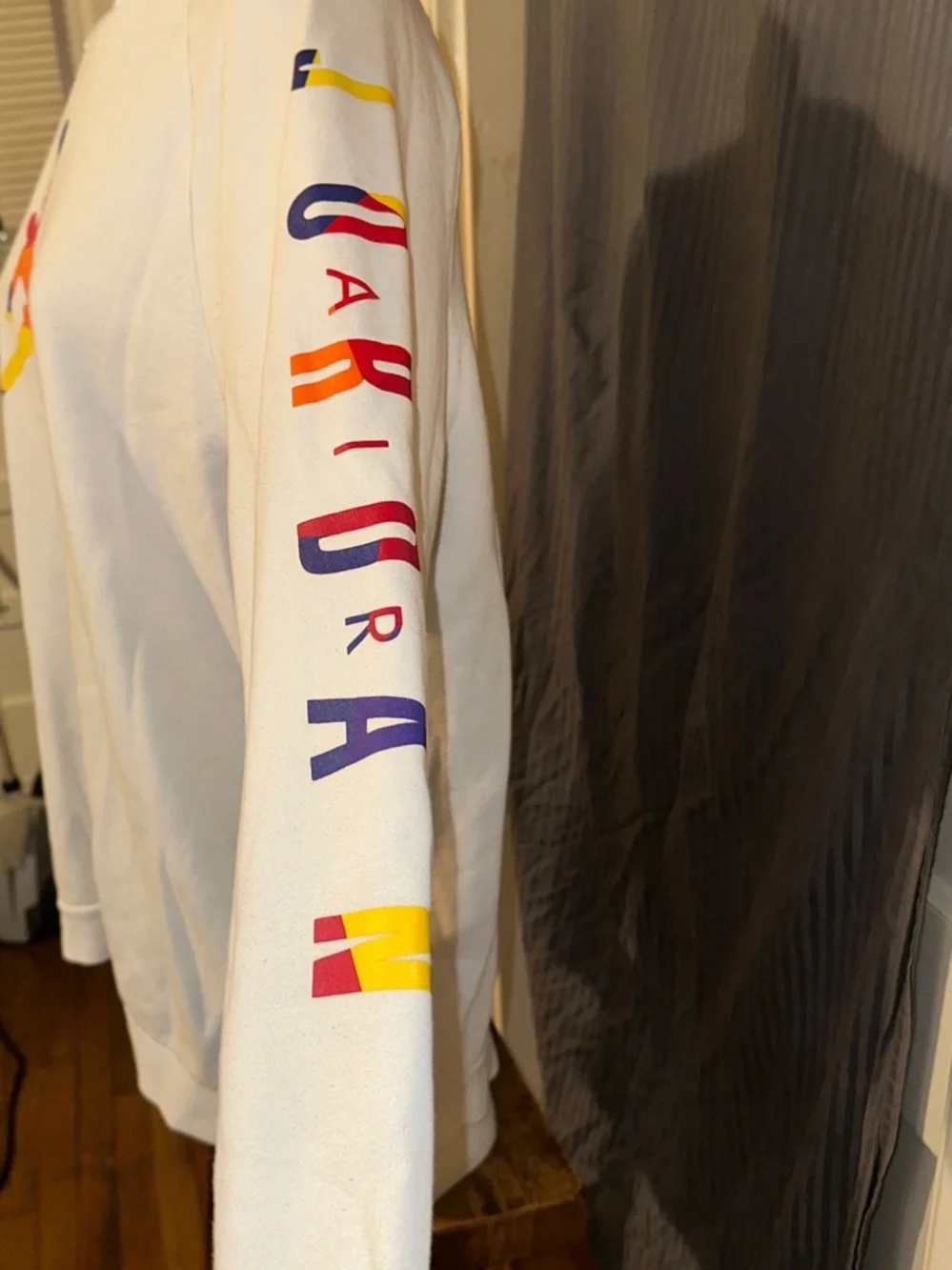 Jordan White Crewneck Sweatshirt with Multicolor Jumpman